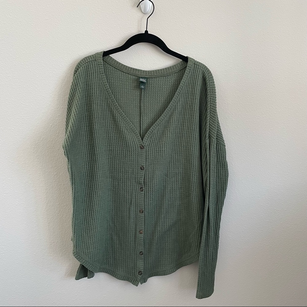 wild fable green waffle cardigan